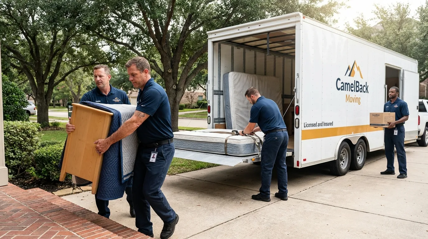 Crew loading residential truck for cross-state move from Southborough, MA