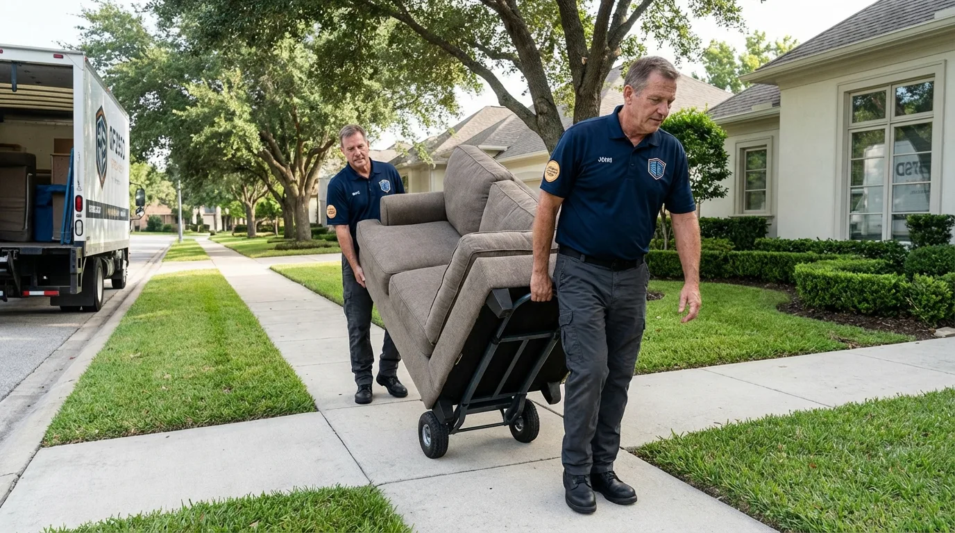 Local residential moving crew loading furniture in Southborough, MA